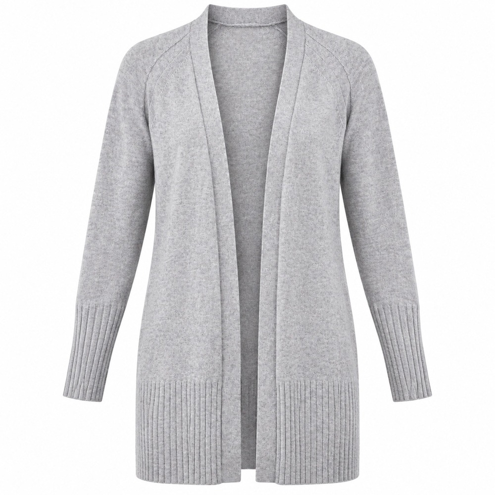 C by Bloomingdale's Cardigan Size XS Gray Cashmere Open Front Minimalist Soft
